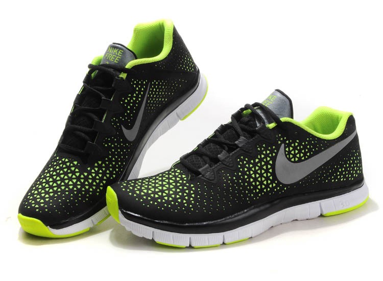 Nike Free 3.0 V4 Mens Shoes black fluorescent green - Click Image to Close